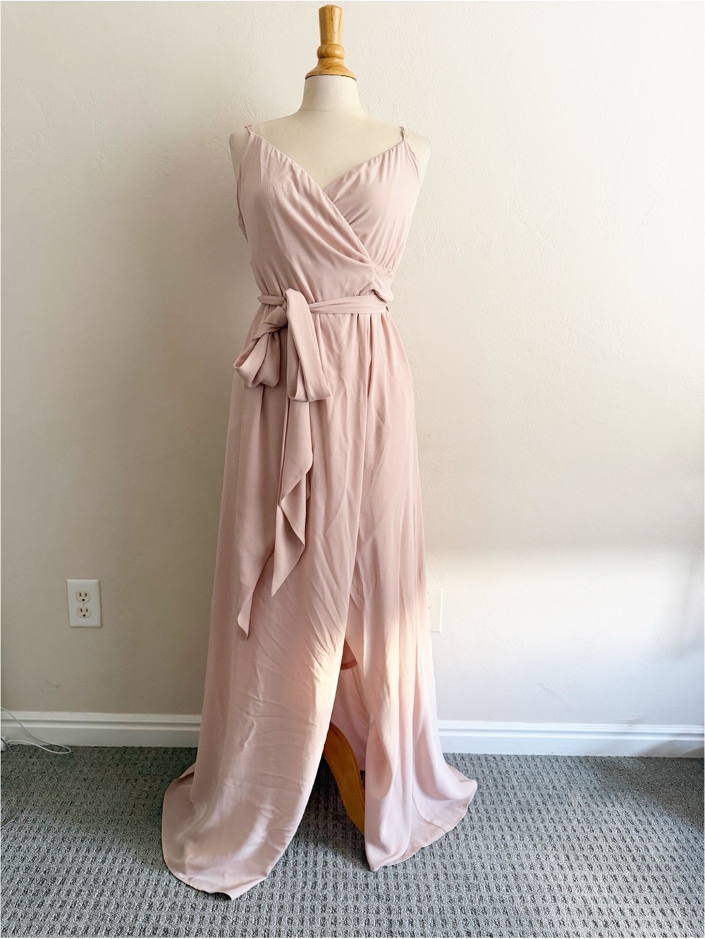 Show Me Your MuMu Blush Spaghetti-Strap Wrap Maxi Dress size Medium
